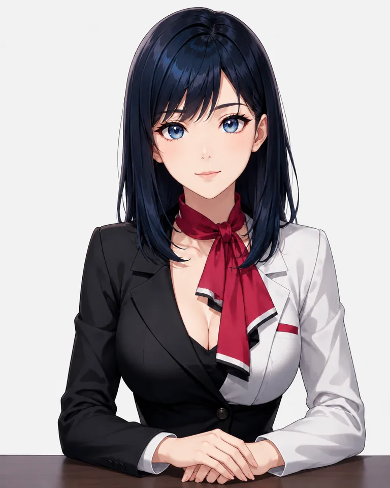 ビジネス装いでデスクに着く、AyonixのATLASアシスタントのキャラクター