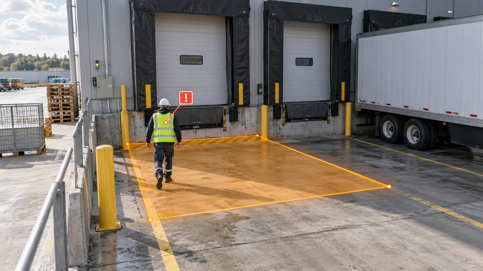 Restricted-zone detection at an industrial loading dock